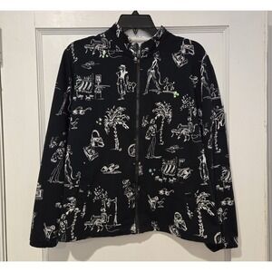 ELCC Women's Full Zip Artsy Fun Graphics  "On The Go" Vibe Long Sleeve Sweater M